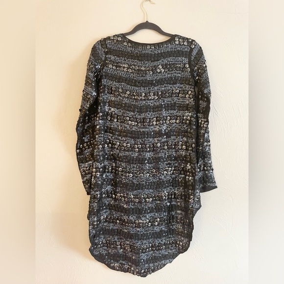 NU DENMARK Beaded Embellished Tailcoat Blazer Black Metal Gray Jacket Women's XS - Picture 2 of 7